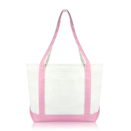 DALIX Daily Shoulder Tote Bag Premium Cotton in Pink - color: Pink