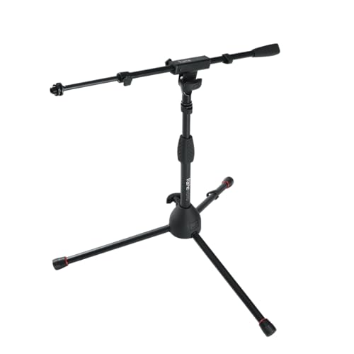 Gator Frameworks Short Tripod Base Microphone Stand with Soft Grip Twist Clutch, Boom Arm, and Both 3/8" and 5/8" Adapters (GFW-MIC-2621) - style: Tripod Base