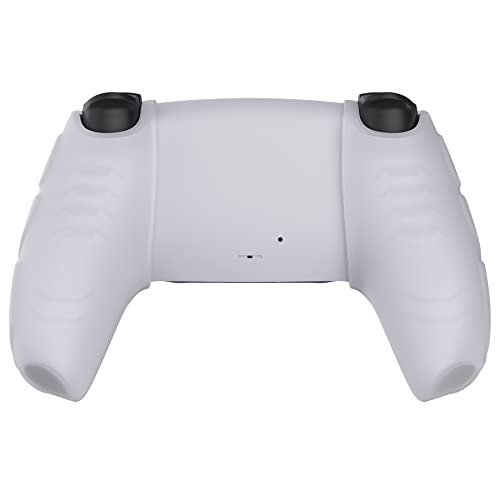 PlayVital Mecha Edition Clear White Ergonomic Soft Controller Silicone Case Grips for ps5, Rubber Protector Skins with Thumbstick Caps for ps5 Controller - Compatible with Charging Station - color: Clear White