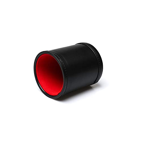 Leather Dice Cup Set Red Felt Lining Quiet Dice Shaker Cup with 6 Red Standard Dot Dice for Farkle Yahtzee Games, 1 Pack - color: Red1