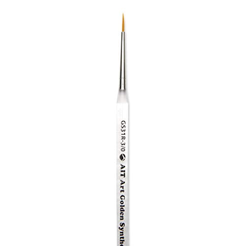 AIT Art Round Paint Brushes, Pack of 3, Miniature Sizes 20/0, 10/0, 3/0, Acrylic Handles with Beveled End, Handmade in USA for Trusted Performance