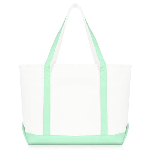 DALIX Daily Shoulder Tote Bag Premium Cotton in Mint Green - color: Mint Green