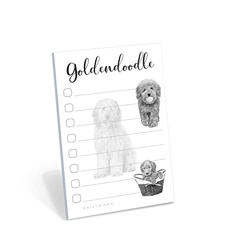 Goldendoodle Puppies Sticky to Do List Notepad - Goldendoodle Stationary School Supplies for Goldendoodle Mom | Goldendoodle Gifts for Goldendoodle Lovers | 4" x 6" 50 Pages - size: Goldendoodle