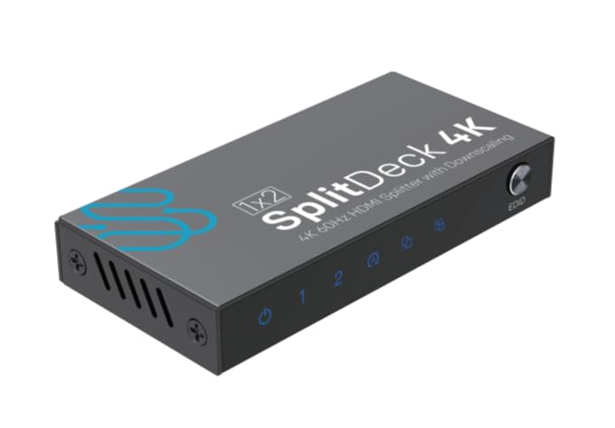 Sewell SplitDeck 4K, 4K 60Hz HDMI Splitter with Downscaling to 1080p. Automatic, Downscaling, and EDID Modes. (1x2) - size: 1x2