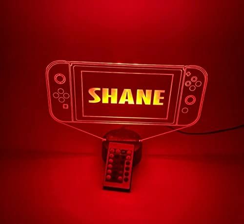 MIRROR MANIA Handheld Video Game Console Switch Night Light Up Lamp LED Personalized Engraved Controller Gaming Room Desk Table Lamp, It's Wow, 16 Color Changing Options with Remote, Gamer Gift
