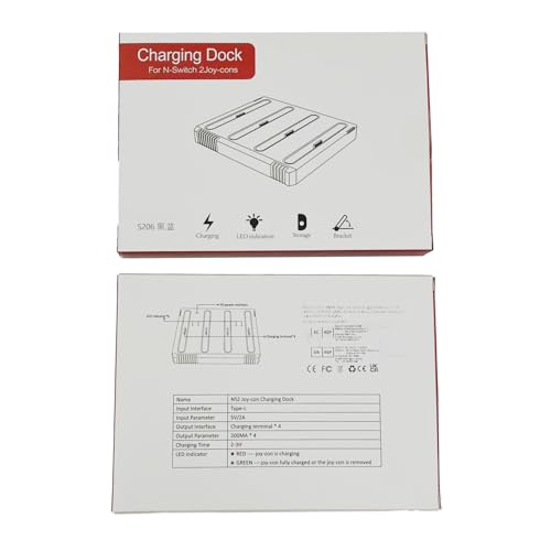 Charging Dock for Nintendo Switch 2 Joy-Con Controllers – Organized Storage Stand for Switch 2 Accessories, Bi-Directional Design, LED Indicators & Overcharge Protection