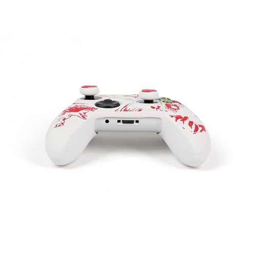 Wolf Controller Skin Compatible with Xbox Series X Wireless Controller, RALAN Protector Case, Customised Thumb Grips Cap - color: Wolf white Red