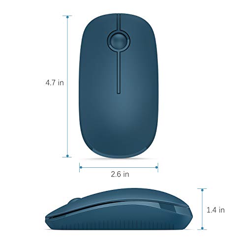 VssoPlor Wireless Mouse, 2.4G Slim Computer Laptop Mouse, Sapphire Blue | Portable Mouse, Plug & Play USB Nano Receiver, Quiet Silent Optical Mice for Notebook, PC, Laptop, Computer, Windows, Mac - color: Sapphire Blue