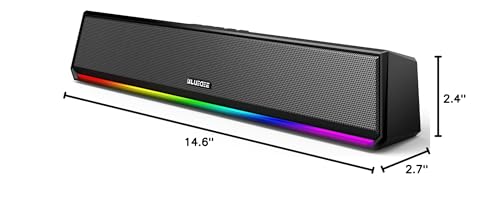 Bluedee Computer Speakers for Desktop PC, Bluetooth & USB PC Sound Bar RGB | USB-A/C Audio and Power, 10W PC Speakers, Wired Plug-and-Play, Desktop Speakers for PC, Laptops, Tablet