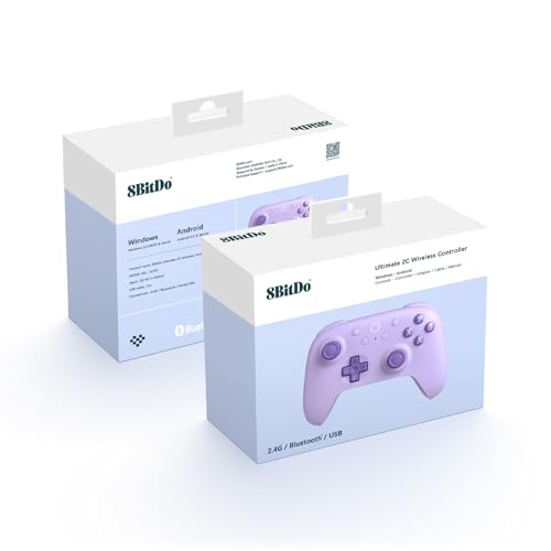 AKNES 8Bitdo Ultimate 2C Wireless 2.4G Controller for Windows PC and Android, Gamepad with Hall Effect Joysticks and Hall Triggers, 1000Hz Polling Rate, Remappable L4/R4 Bumpers - Purple | Gamepad with Hall Effect Joysticks and Hall Triggers, 1000Hz Polli