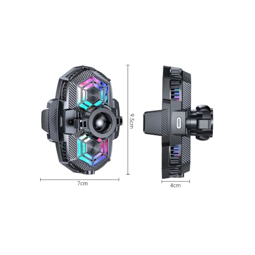 Car Cell Phone Holder Mount with Dual Semiconductor Cooling Fan, Scalable Cell Phone Cooler Car Stand Radiator with Light