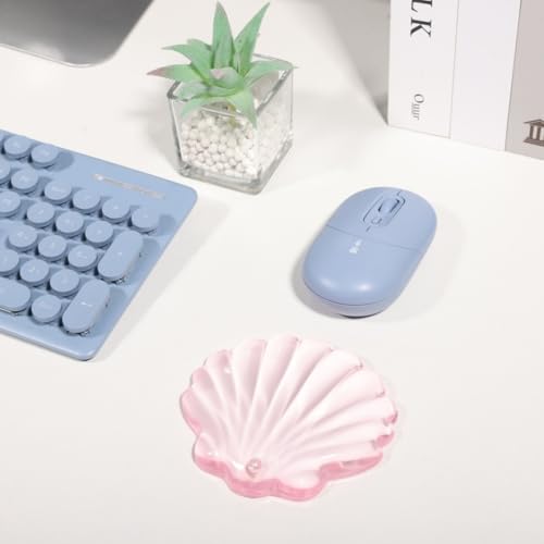 Gel Wrist Rest for Keyboard and Mouse Pink Transparent Shell Keyboard Wrist Rest Ergonomic Cute Pink Clear Cool Seashell Mouse Wrist Pad Silicone Non-Slip Support for Computer Gaming Home Office - color: Seashell Pink