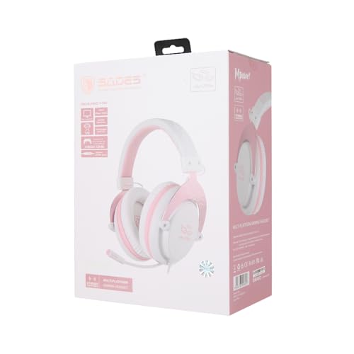 USOTSO MPOWER Stereo Gaming Headset for PS4, PC, Mobile, Noise Cancelling Over Ear Headphones with Retractable Flexible Mic & Soft Memory Earmuffs for Laptop Mac Games-Angel Edition