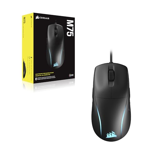 Corsair M75 Wired RGB Lightweight FPS Gaming Mouse – 26,000 DPI – Swappable Side Buttons – PC – Black - color: Black, style: Wired Mouse
