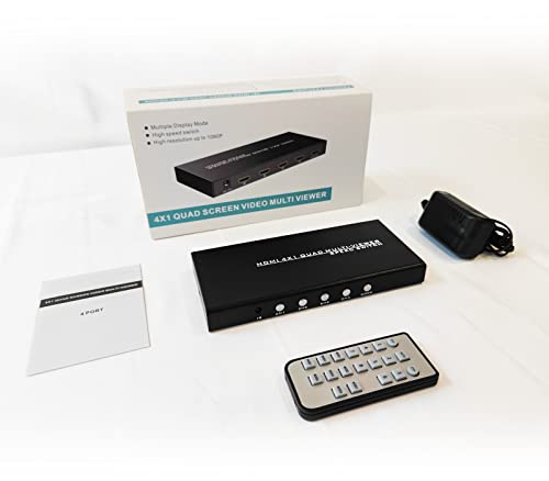 HDMI Multiviewer Switch 4x1, HDMI Quad Multiviewer Switcher 4 in 1 Out, Supports 4 Display Mode 1080@60Hz with IR Remote - size: 1080p 4x1 w/o KVM