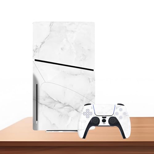 Console Skin Sticker Wrap Compatible with PS5 Slim Disc (White) | Protective Vinyl Decal, Game Controller Cover - color: White