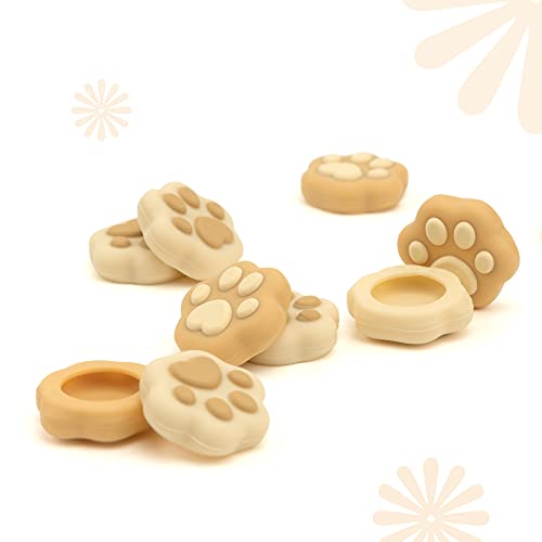 GeekShare Cat Paw Shape Thumb Grip Caps,Soft Silicone Joystick Cover Compatible with Switch/OLED/Switch Lite (Brown & Yellow) - color: Yellow Cat