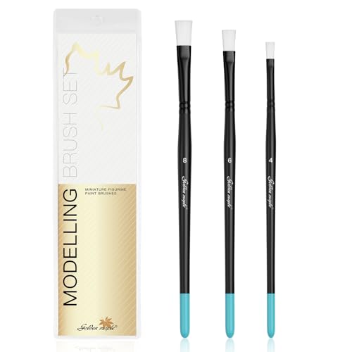 Weathering Paint Brushes-Golden Maple 3pcs Flat Paint Brushes Set for Weathering Effects, Textures, Washing and Dry Brushing on Miniature Painting - style: Weathering-Flat