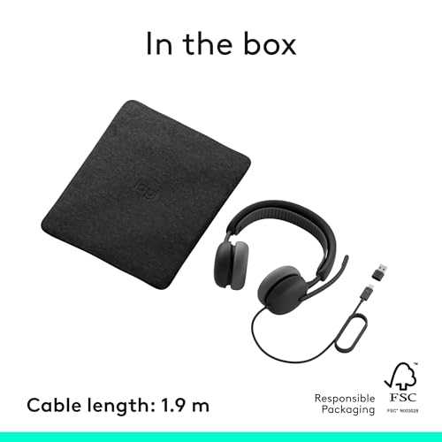 Logitech Zone Wired 2 Noise Canceling Headset with Adaptive Hybrid - Black | Noise-canceling, adaptive hybrid ANC, wired connectivity - color: Black, style: Wired