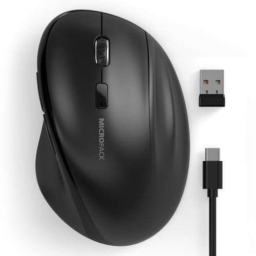 Bluetooth Wireless Mouse Ergonomic Vertical for Laptop Computer Macbook iPad Tablet Rechargeable Silent Click USB Carpal Tunnel Right Hand Compatible with Windows iOS Mac OS Android Black - color: Black, size: Rechargeable 3-Mode