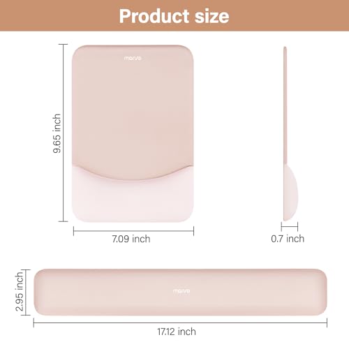 MOSISO Wrist Rest Support Mouse Pad & Keyboard Set, Apricot | Rectangular Ergonomic Mousepad, Non-Slip Base, Home/Office Pain Relief & Easy Typing, Neoprene Cloth & Raised Silicone Lining - color: Apricot