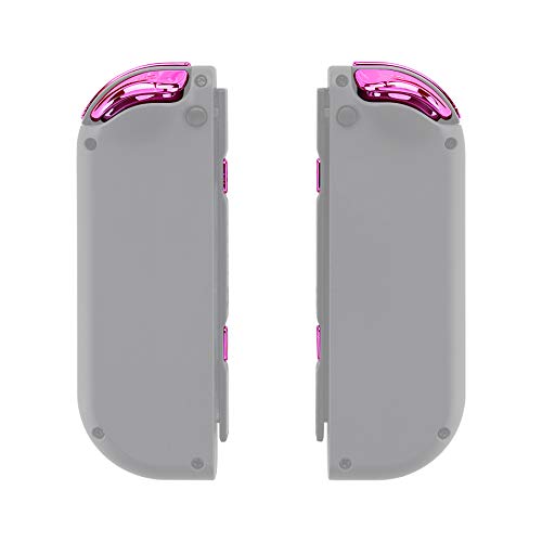 eXtremeRate DIY Full Set Buttons for Nintendo Switch & Switch OLED, Chrome Pink Glossy Replacement Buttons for JoyCon, ABXY Direction Keys SR SL L R ZR ZL + - Home Capture Trigger Buttons Springs - color: Chrome Pink