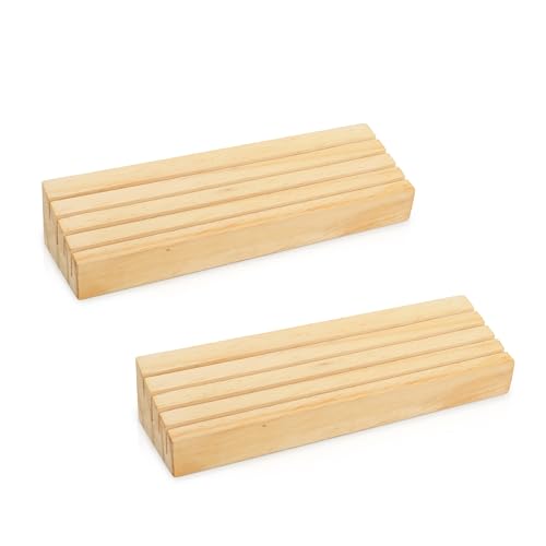Set of 2 Wooden Playing Card Holders - 4 Tier Card Rack Deck Stand For Adults, Seniors - Hands Free Card Display Tray Game Organizer for Canasta Bridge Poker Uno Go Fish, Family Strategy Card Night