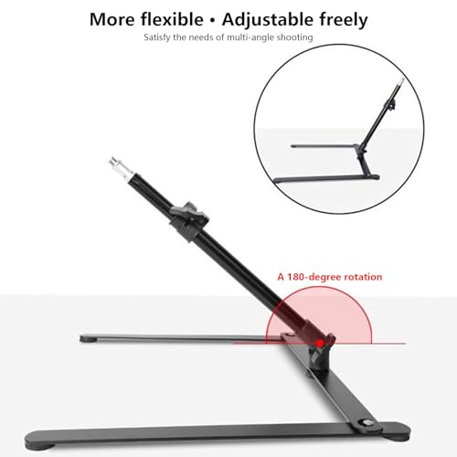Adjustable Desktop Phone Tripods Mount with 360 Rotations for Video Live Streaming Baking Scanning Projects Phone Tripods Stand with LED Mount