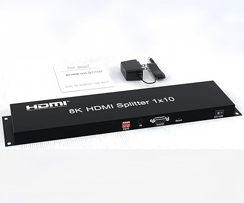 8K HDMI Splitter 1×10 HDMI2.1 Replicator Distributor 1 in 10 Out Affordable Splitter Multi-Monitor 8K@60Hz Full Ultra-HD Supports EDID RS232 Rest Button 3D HDR 48Gbps for Xbox PS4 DVD HDTV etc - size: HDMI Splitter 1×10 8K@60HZ