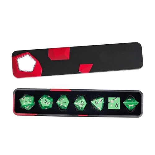 UDIXI DND Metal Dice Set, Flower Solid Metal RPG Dice Set Green for D&D | Pink Flower, Metal Case Packaging, Heavy Metal Dice, D&D Gift, for Dungeons and Dragons Role Playing Games Tabletop Games - color: Green-black