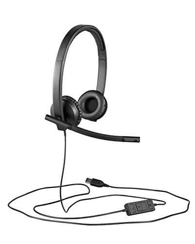 Logitech H570e Stereo Headphones with Noise Cancelling Microphone - Black | USB connectivity, in-line controls with mute button, indicator LED, compatible with PC, Mac, and laptop - size: UC, style: Stereo