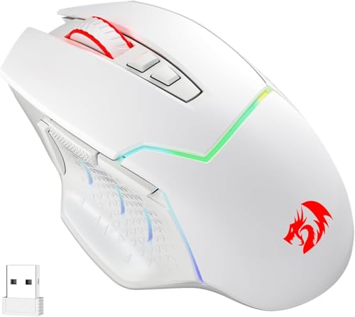 Redragon M690 PRO Wireless Gaming Mouse, 8000 DPI Wired/Wireless Gamer Mouse w/Rapid Fire Key, 8 Macro Buttons, Ergonomic Design for PC/Mac/Laptop, White | Cable-Free 0 Delay, Smooth Precise Tracking, Rapid-Fire Macro Keybinds, Vibing Backlight, Ergonomic