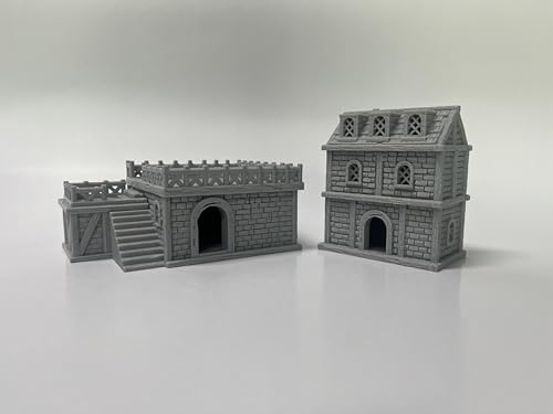Viking Horse Stable and Medieval Building Bundle Terrain Set for 28mm Miniatures Wargame, Paintable, Gift for DND Hobby Enthusiasts