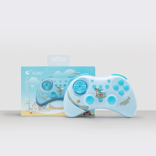 GuliKit Elves 2 Bluetooth Game Controller for Switch/Switch 2 Wake-up,PC & Android, Anti-Drift Hall Effect Joysticks Gamepad,1000Hz Polling Rate, Gyro & Turbo, Compact【Starsand Island Edition】 - color: Elves 2-Blue