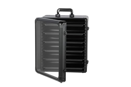 Miniature Storage Case with 6 Metal Trays Aluminum Frame Case with Lock Large Capacity Miniature Display Case