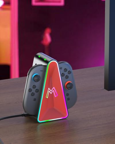 HEIYING Switch Joycon Charging Dock with LED Indicators for Switch 2 | Magnetic 4-in-1 Charging Dock with RGB Lights & LED Indicators, Safe Flip Connector Charger for Switch 2 Joypad