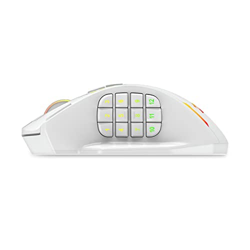 Redragon M913 Wireless RGB MMO Gaming Mouse 16000 DPI Remapping Keys | Cable-Free 0 Delay Dedicated for FPS Gamers, Redefine Keybinding Macro, Vibing Backlight, Ergonomic Grip Body Comfort - color: White, style: Wireless M913