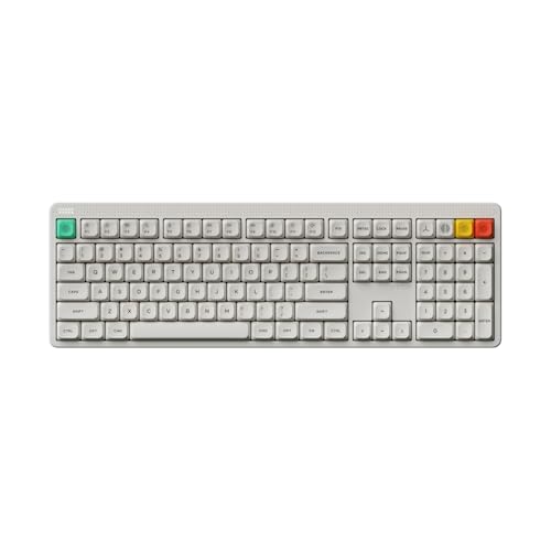 NuPhy Node100 Wireless Mechanical Keyboard, Hot Swappable Custom Bluetooth Keyboard, 109 Keys Computer Gaming Keyboards, Supports Touch Gestures, PBT Keycaps, RGB Backlit, Bluetooth/2.4GHz/USB-C - color: White, size: High-profile Blush Max Switch