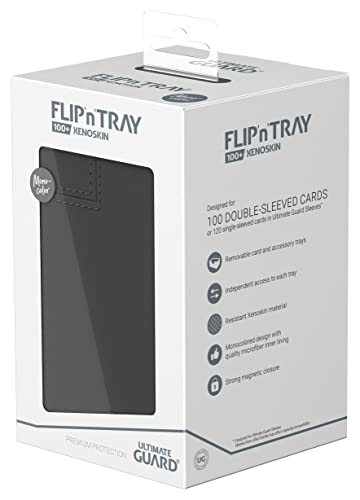 Ultimate Guard Flip'n'Tray 100+, Deck Case for 100 Double-Sleeved TCG Cards + Dice Tray, Grey, Independent Magnetic Closure & Microfiber Inner Lining - color: Grey, size: 100+