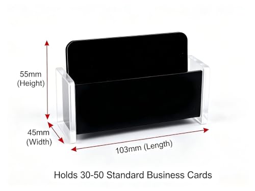 Acrylic Business Card Holder, Black, Clear Horizontal 1 Slot Desktop Organizer, 60 Card Capacity, Display Stand for Desk (L) - size: L