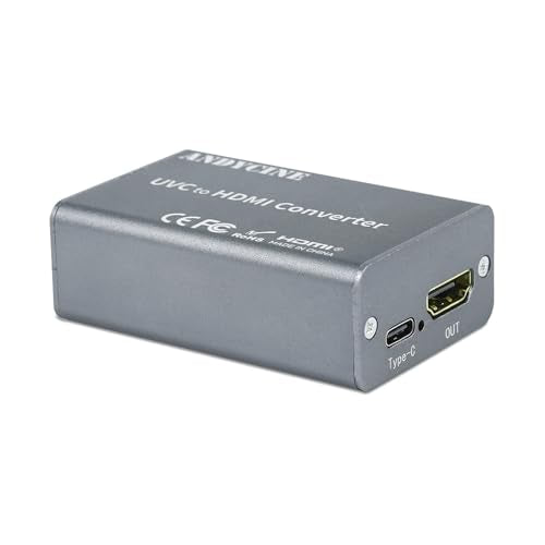 ANDYCINE UVC2H UVC to HDMI Converter/Adapter with Power Delivery, Compatible with DJI Osmo Action 4/5 & Pocket 3,Pocekt 4, Insta360, USB to HDMI, for Live Streaming, Webcam to TV/Monitor/Capture Card