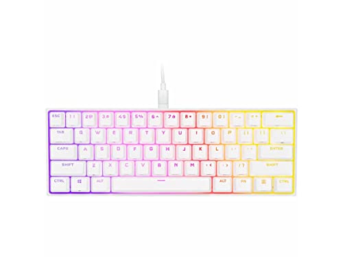 Corsair K65 RGB MINI 60% Mechanical Wired Gaming Keyboard – Cherry MX Speed Switches – PBT Double-Shot Keycaps – iCUE Compatible – QWERTY NA – White