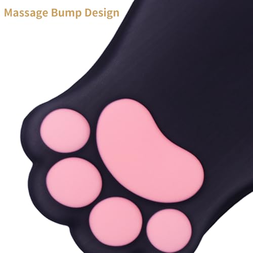 L-SPOUTTO Ergonomic Mouse Pad with Wrist Rest,Black Mouse Pad Wrist Support | Cute Cat Paw Comfortable Massage Design,Computer Pain Relief Mousepad with Non-Slip PU Base for Desk Laptop Gaming - color: Black
