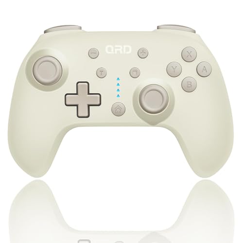 QRD Junior E5 Wireless Controller, Portable Controller for Switch Lite OLED Pro PC Windows Mac iOS Andoird (Switch Controller White) - color: Switch Controller White*2PCS