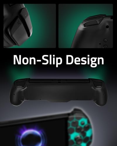 FUNLAB Switch Joypad Controller for Nintendo Joycon Replacement, Hall Effect Switch Handheld Controller Customizable, Luminous Ergonomic Switch One-Piece Controllers with 7 LED Colors/Mapping/Turbo - color: Black-Honeycomb Pattern