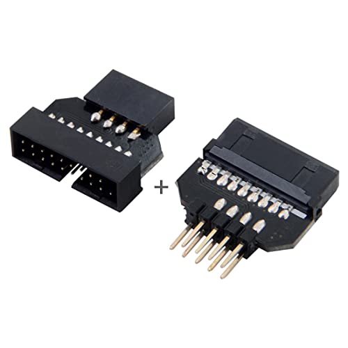 chenyang 2 Pack USB 2.0 Front Panel Header 9/10Pin Male/Female to 19/20Pin Male/Female Mainboard Header Gender Changer Connector Adapter