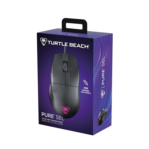 Turtle Beach Pure SEL Wired RGB Gaming Mouse for PC | Ultra-Lightweight, 8K DPI Optical Sensor, Mechanical Switches, Pretension System, Pure PTFE Glides, AIMO RGB Lighting, Black - color: Black