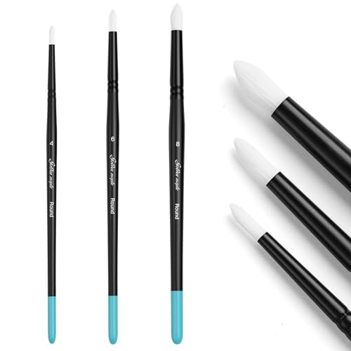 Weathering Paint Brushes-Golden Maple 3pcs Round Paint Brushes Set for Weathering Effects, Textures, Washing and Dry Brushing on Miniature Painting - style: Weathering-Round