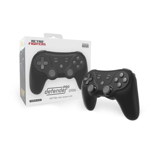 Retro Fighters Defender Pro Wireless Controller for PS1, PS2, PS3, Switch, & PC | 2.4GHz & Bluetooth (Charcoal Black) - color: Charcoal Black