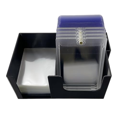 Card Care Lite - Toploader Dispenser Stackable Card Storage Box - Penny Sleeve Holder (Black) - color: Black